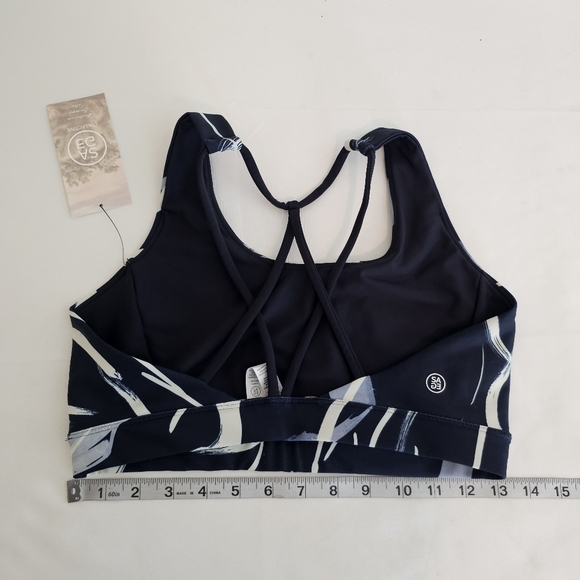 Sage Collective Current Blue Abstract Strappy Back Sports Bra - Picture 8 of 9